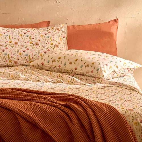Biancoperla - Completo Lenzuola Copriletto in Finissimo Percalle di Puro Cotone. Jane