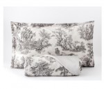 BIANCO PERLA COMPLETO LENZUOLA MATRIMONIALE IN PERCALLE DI PURO COTONE - TOILE DE JOUY