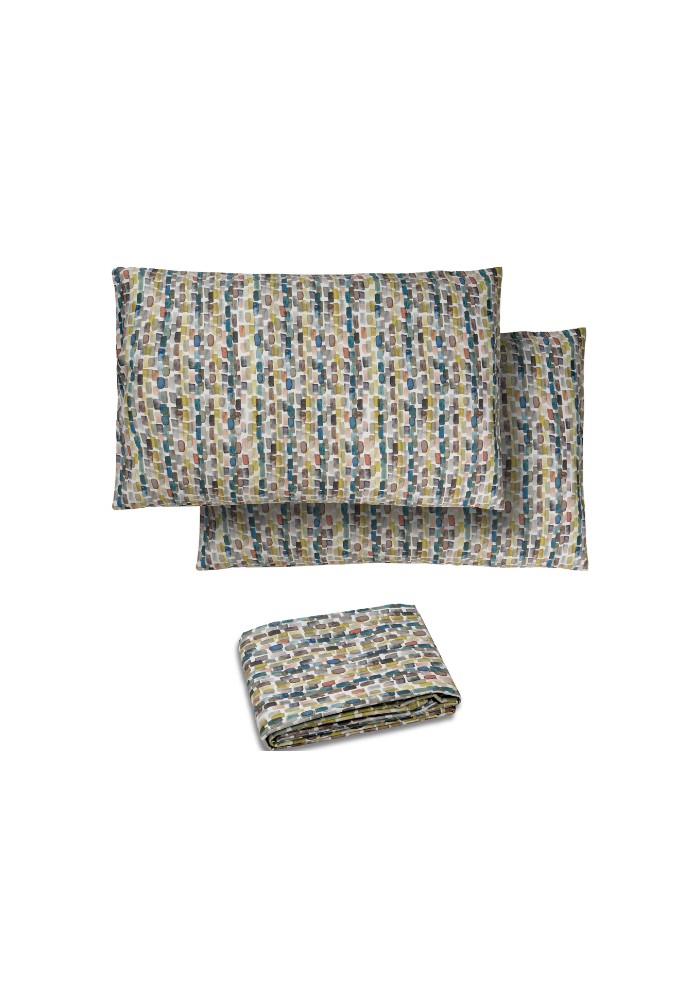 DEA LUXURY - PARURE COPRIPIUMINO IN FINISSIMO SATIN DI PURO COTONE PRALINE VAR. COL.14